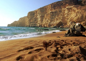red sand crete beach